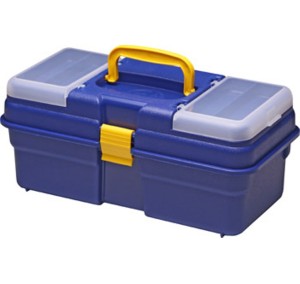 CAIXA PARA PESCA 1 BANDEJA ESPECIALCORPO CINZA/TAMPA AZUL OU VERDE