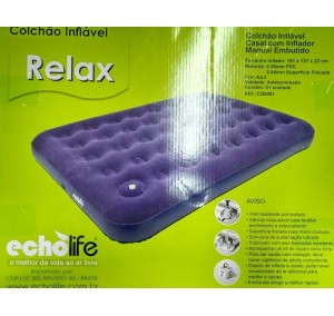 COLCHAO INFLAVEL FLOCKED CASAL C/ BOMBA ECHOLIFE